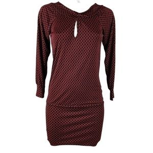 Alice + Olivia Womens 100% Silk Mini Dress Burgundy Red Size Small Keyhole T727